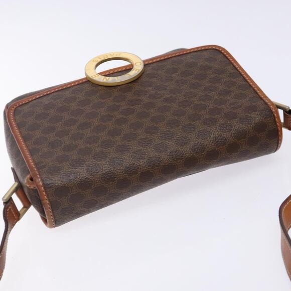 CELINE Macadam Canvas Circle Shoulder Bag Pvc Leather Brown Gold - Picture 6 of 12